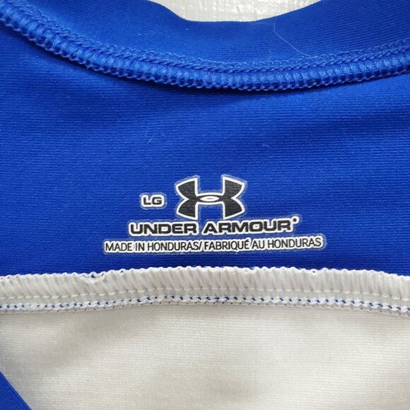UnderArmour Under Armour Women's White Blue Trim Fitted Sleeveless Active Tank L - Picture 3 of 6